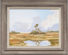 American School Impressionist Signed Tropical Florida Landscape Framed Original