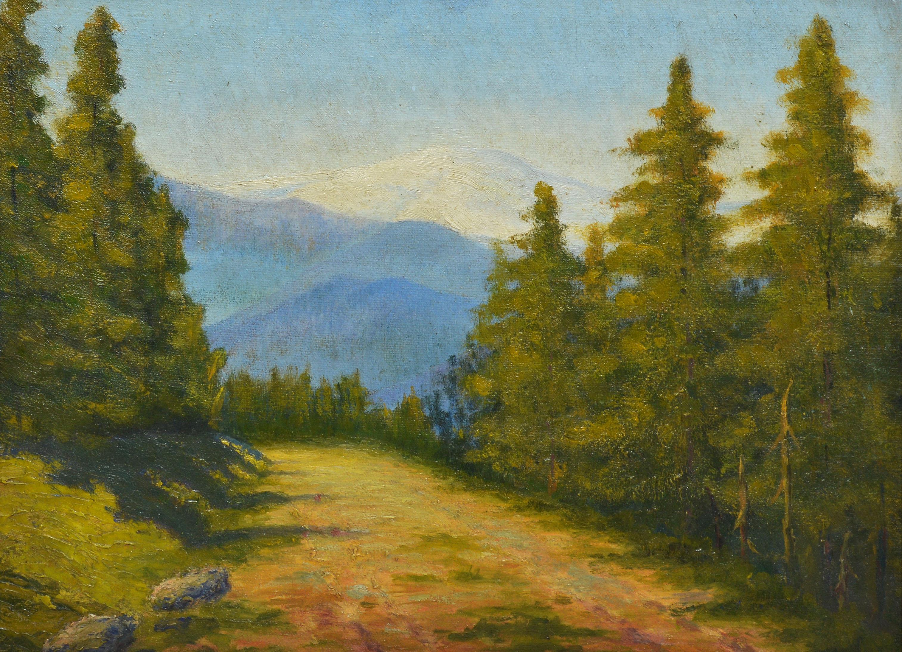 Impressionist view of a California landscape.  Oil on canvas, circa 1900.  Unsigned.  Displayed in a giltwood frame.  Image size, 14