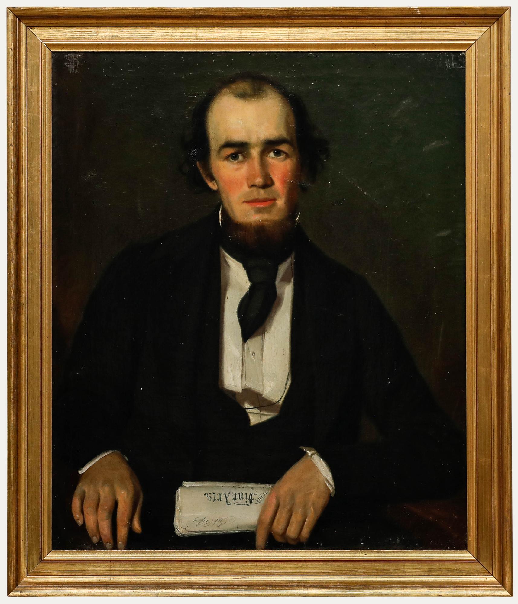 Unknown Portrait Painting - American School Mid 19th Century Oil - Portrait of Joel Henry Cooper