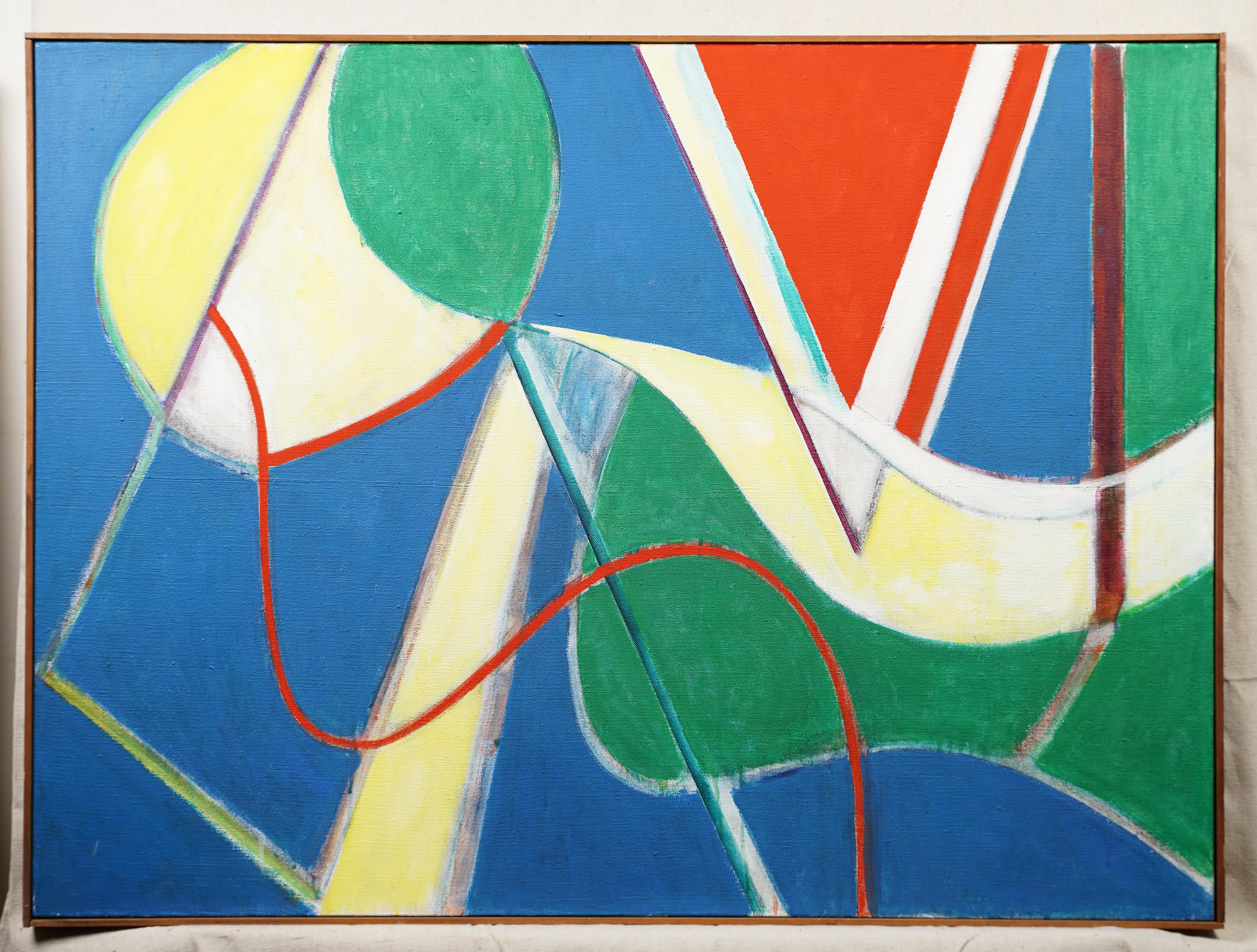 Gerahmtes, großes, abstraktes, geometrisches Original-Ölgemälde der amerikanischen Schule, Moderne (Abstrakt), Painting, von Unknown