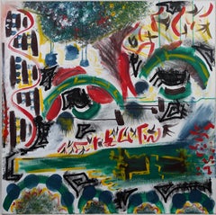 Pintura al Óleo Original de la Escuela Americana Modernista Expresionista Abstracta de Gran Tamaño