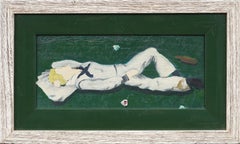 Ritratto maschile di marinaio di scuola americana modernista incorniciato Pittura a olio nautica