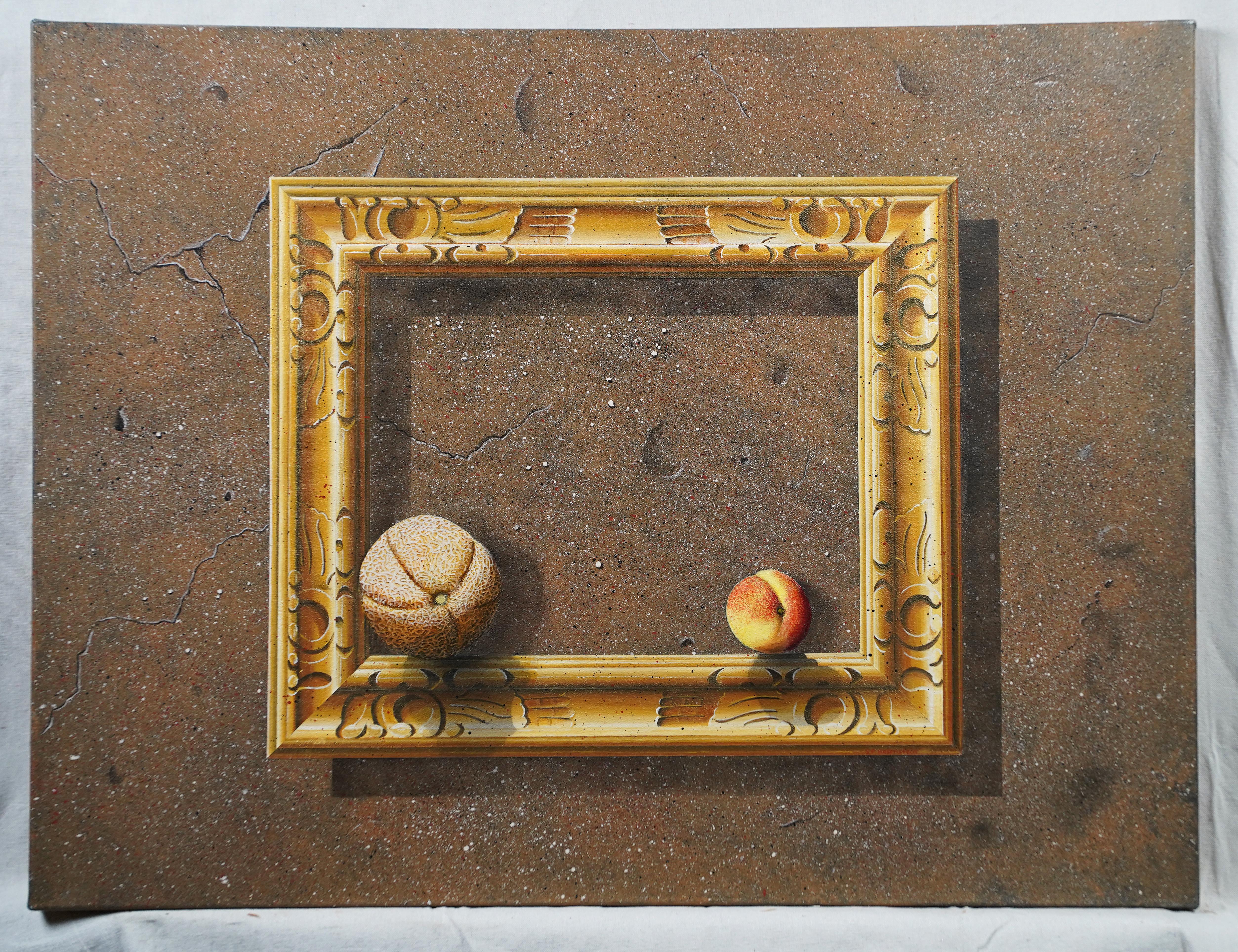 American School Modernist Trompe L'Oeil Still Life Realist Large Oil Painting For Sale 1