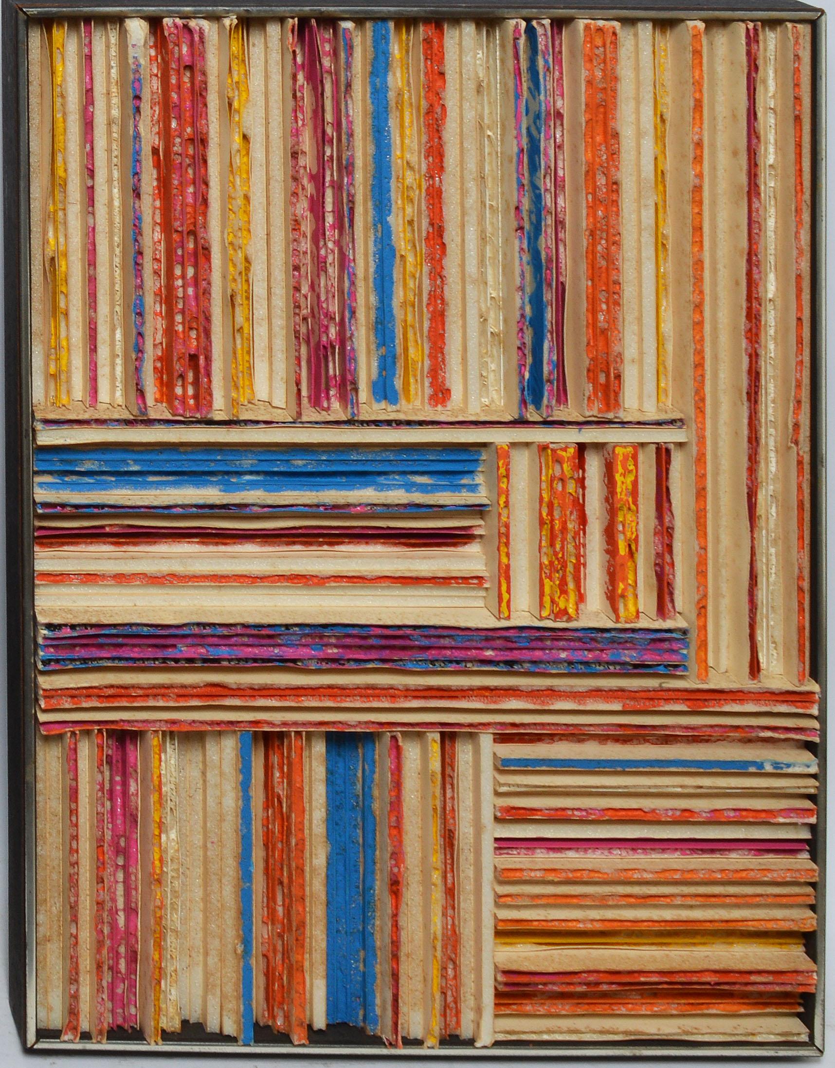 American School, New York City Op Art, Mixed Media, Abstract Composition - Brown Abstract Painting by Unknown