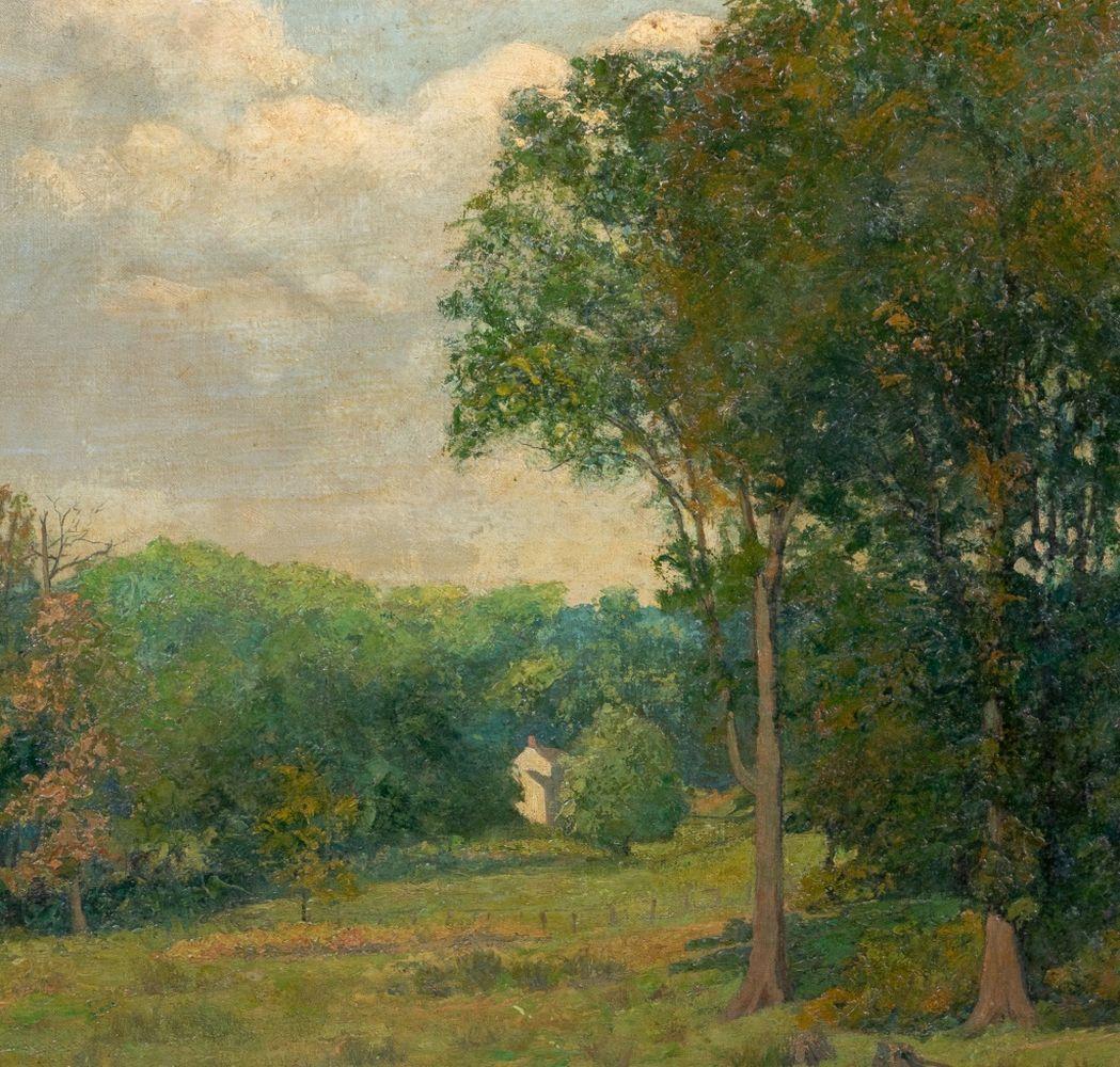 American School Pasture Scene, 1911 - American Impressionist Painting by Unknown