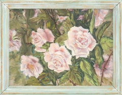 Amerikanische Schule, Rosa Rosen, impressionistisches Ölgemälde auf Leinwand