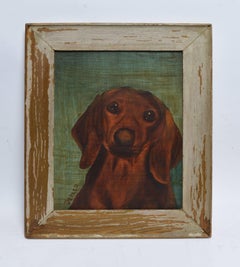 American School Portrait of a Dachshund Dog