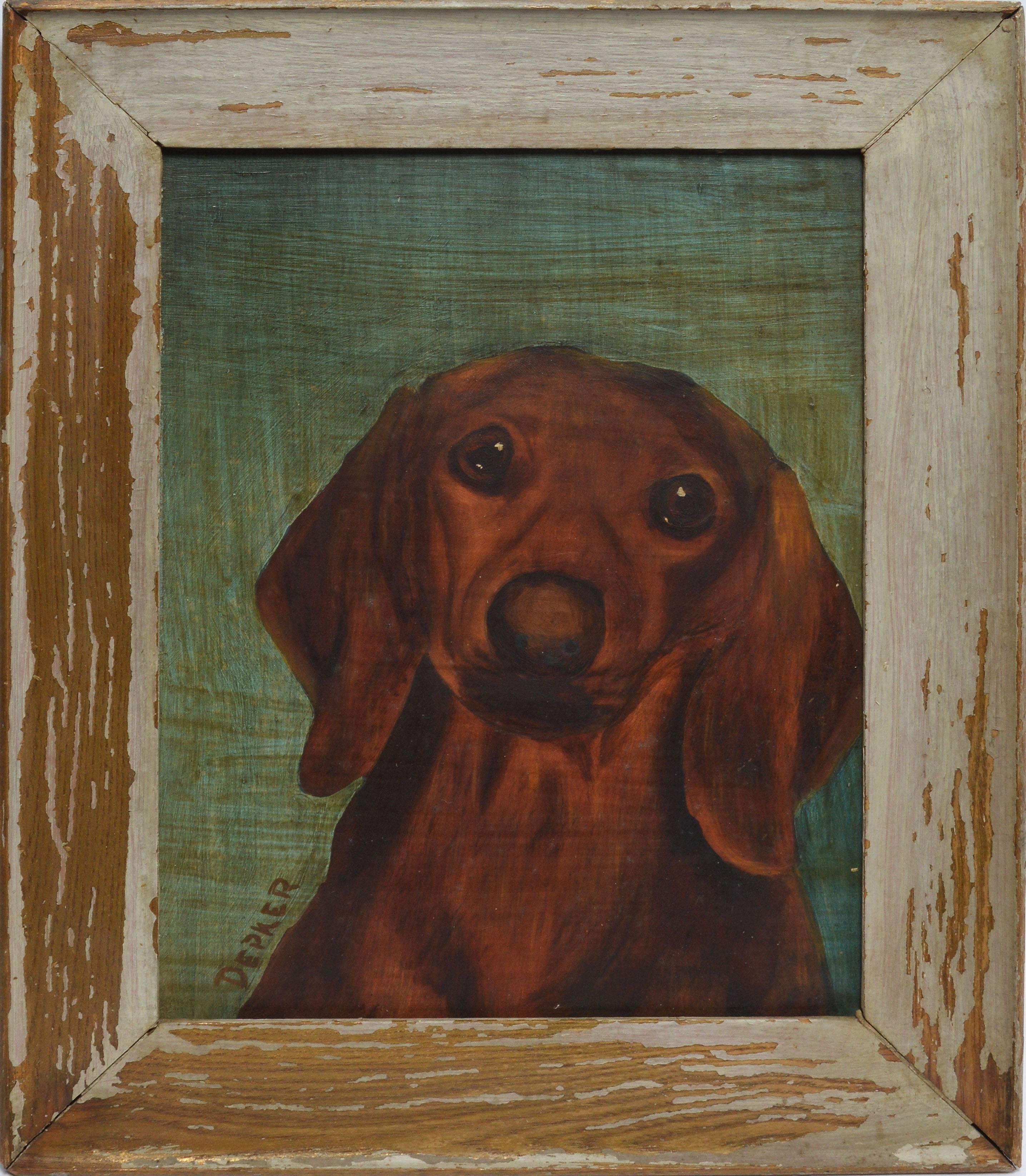 Unknown Animal Painting - American School Portrait of a Dachshund Dog