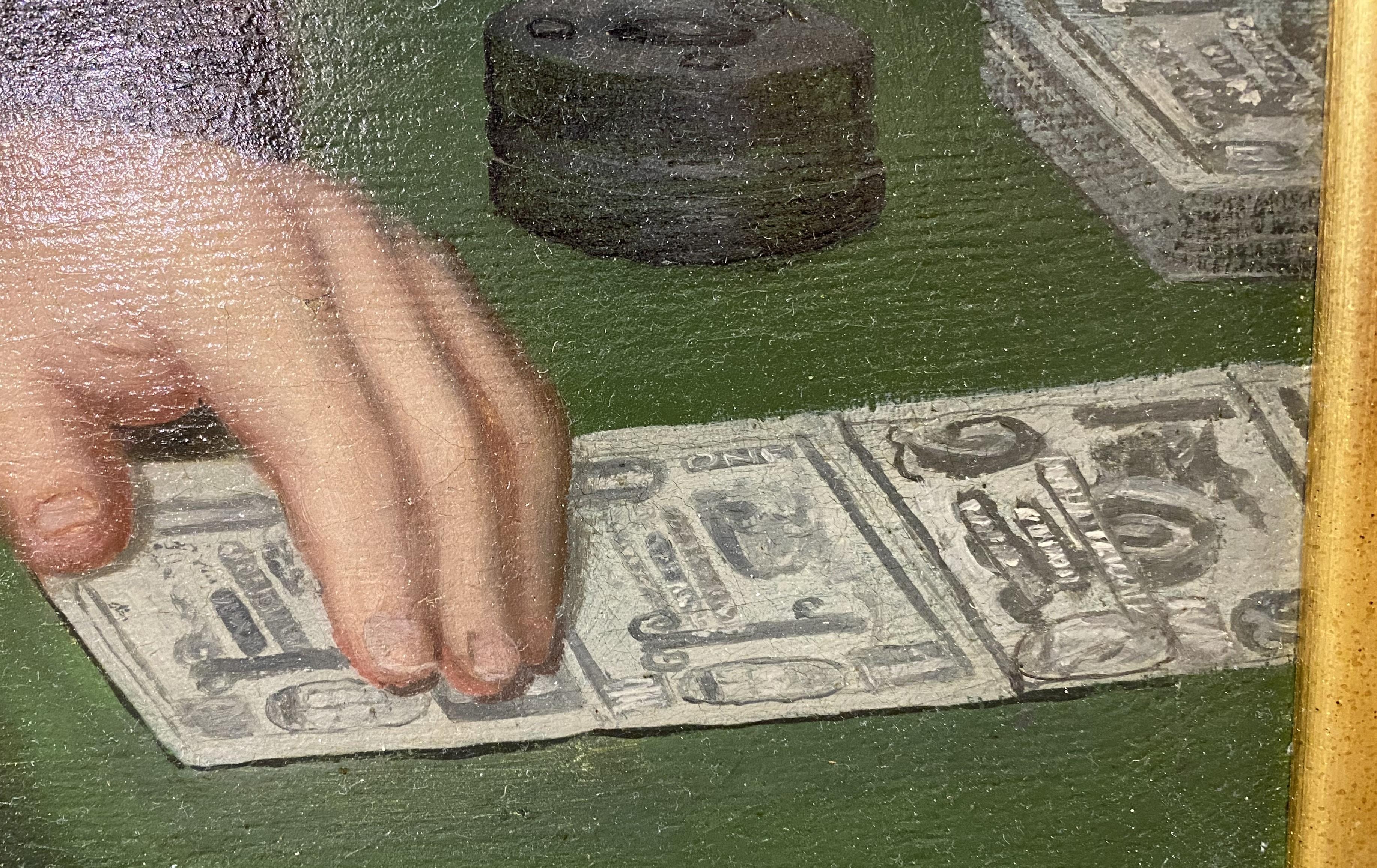 Amerikanisches Schulporträt eines New England Bankers um 1830-1840 im Angebot 2