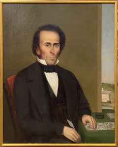 Amerikanisches Schulporträt eines New England Bankers um 1830-1840