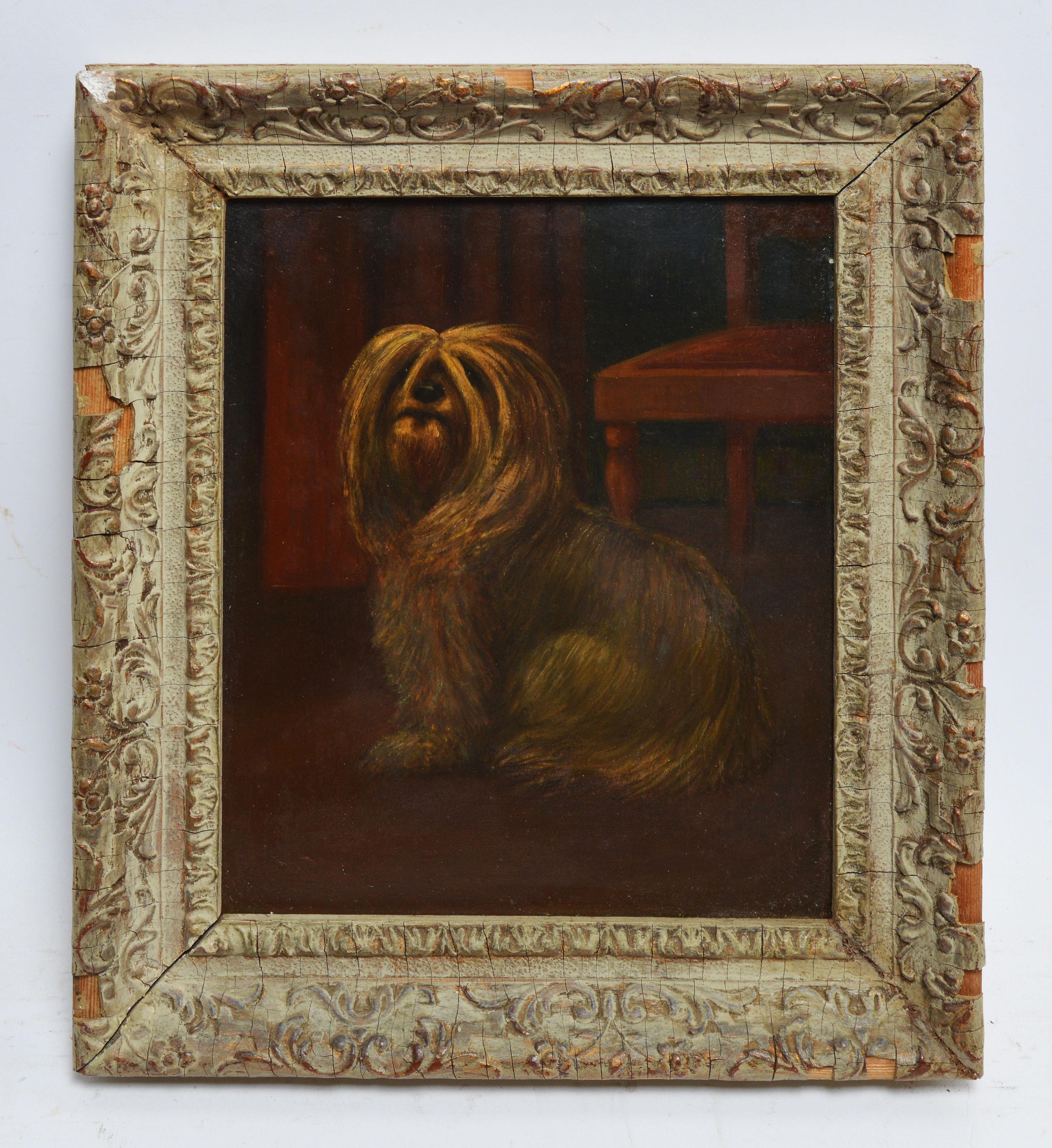 American School, Portrait of a Shaggy Dog - Painting by Unknown