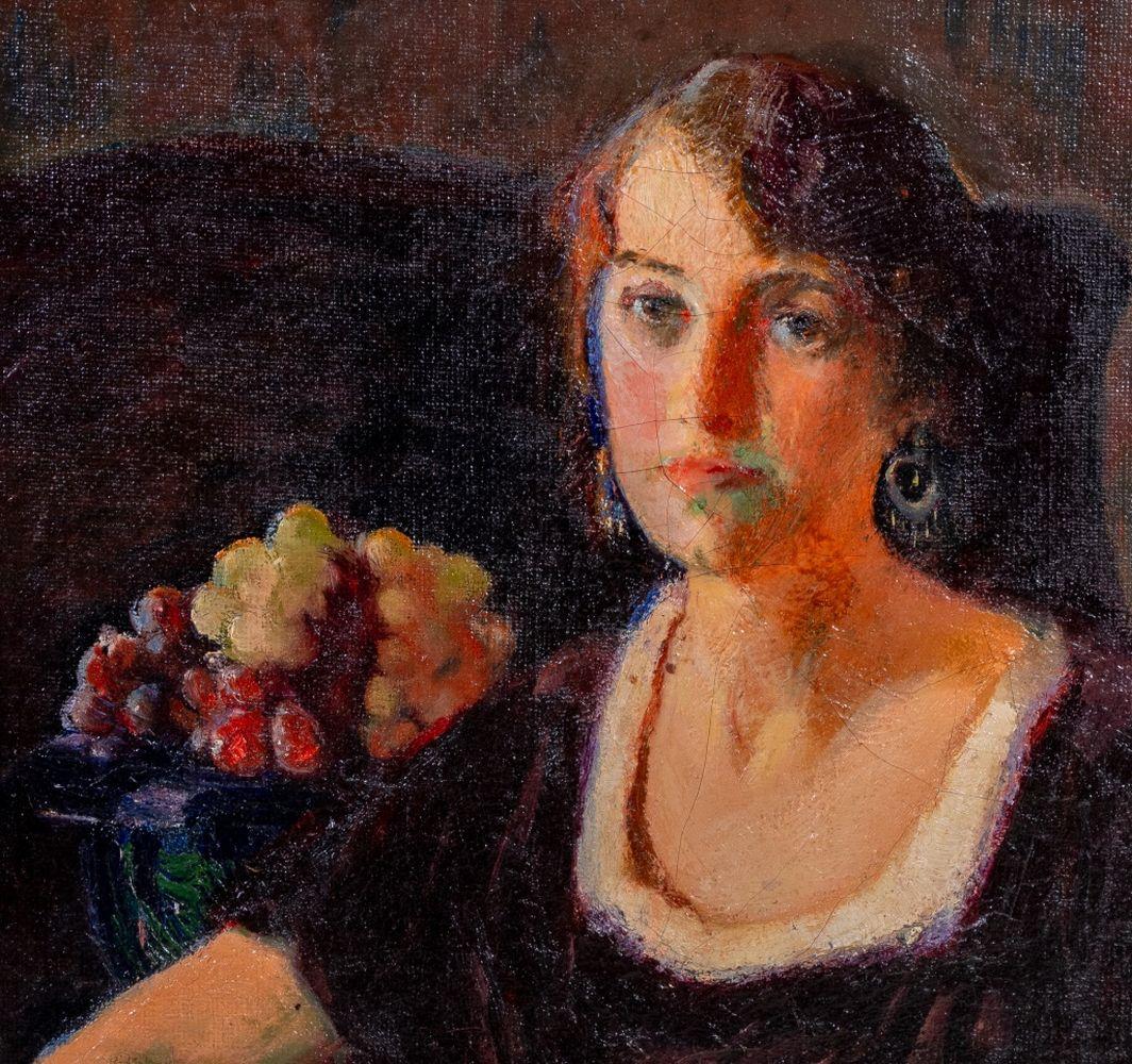 American School, Portrait of a Woman - American Impressionist Painting by Unknown
