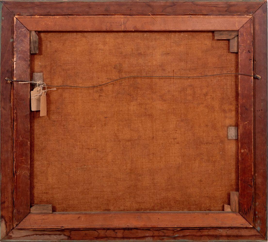 American School, Portrait of a Woman, Oil on Burlap, circa 1920, apparently unsigned, painted wood frame. Image: 23.5