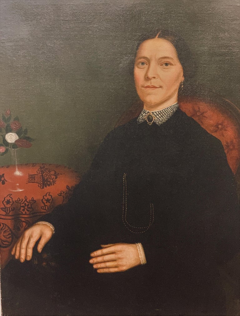American School Portrait of a Woman, Oil on Canvas, 19th C - Painting by Unknown