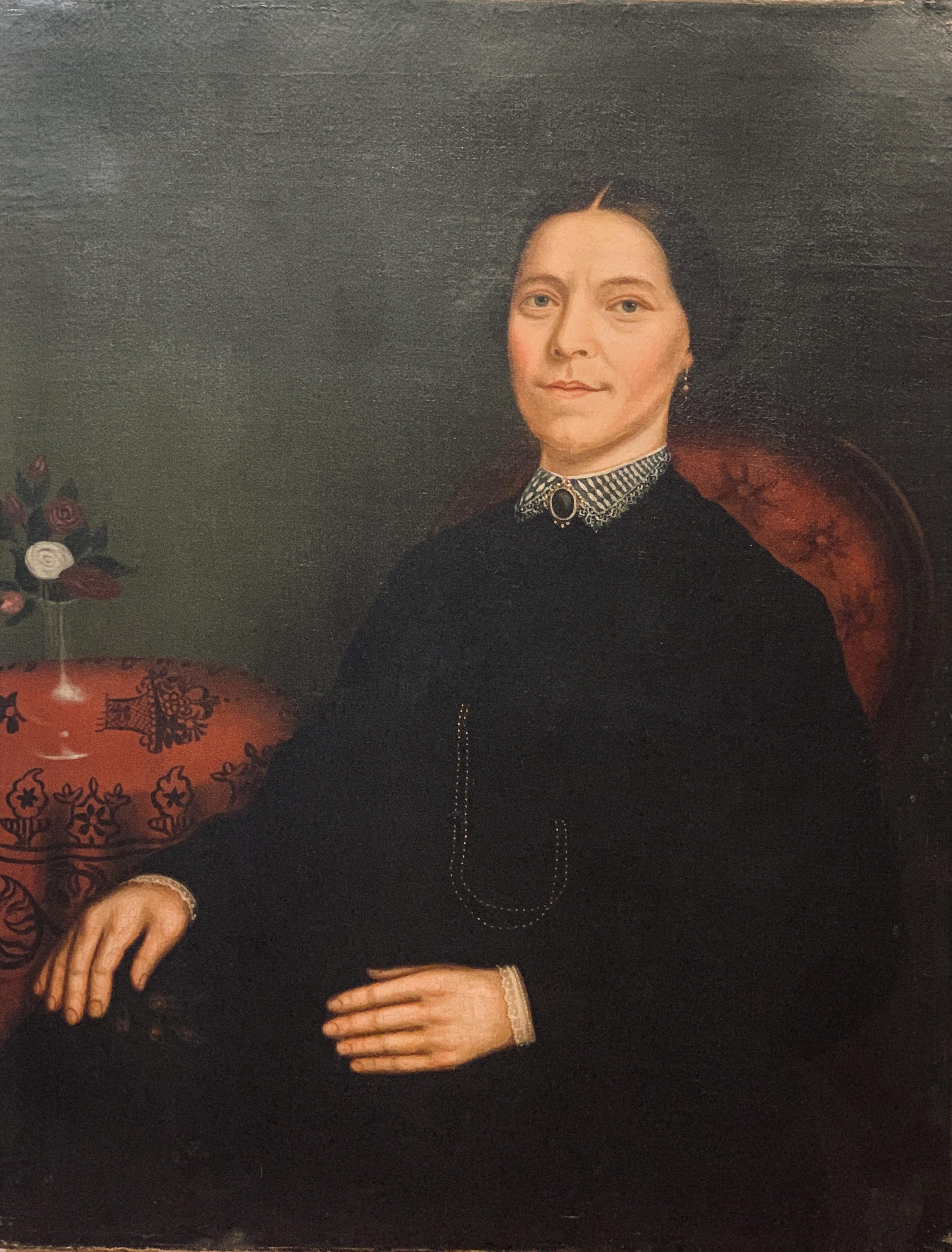American School Portrait of a Woman, Oil on Canvas, 19th C