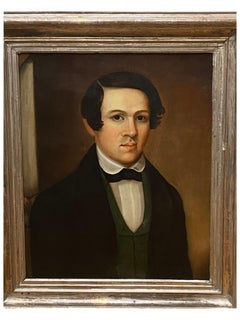 American School Portrait of a Young Man, Signed and Dated 1840