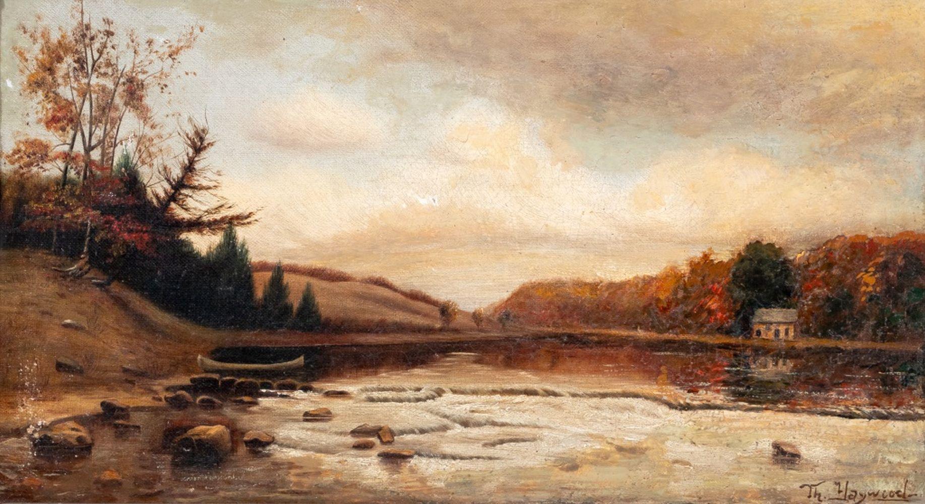 École américaine Paysage fluvial - Painting de Unknown