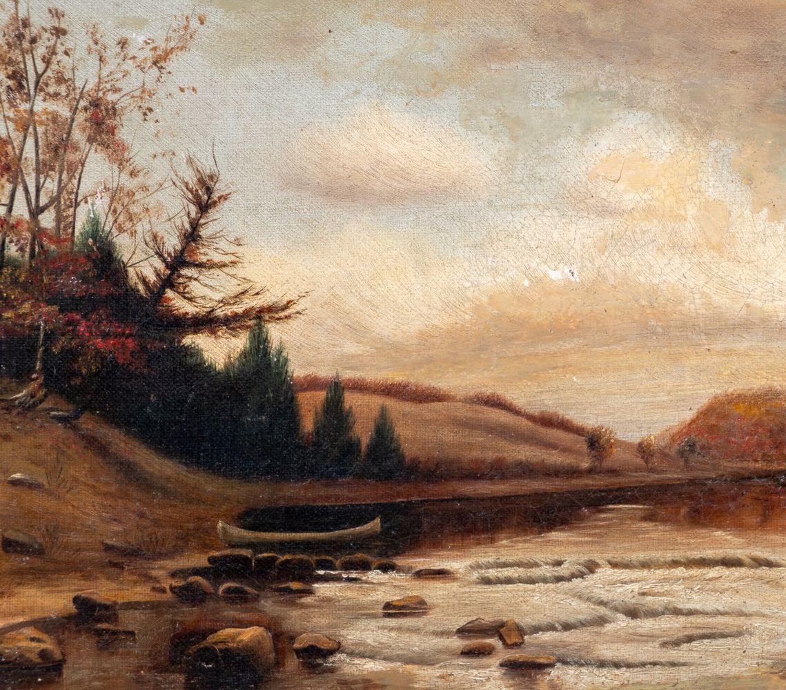 École américaine Paysage fluvial - Réalisme américain Painting par Unknown
