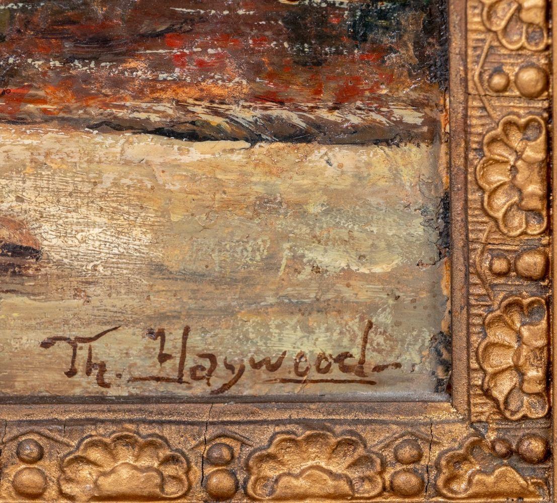 École américaine Paysage fluvial - Marron Landscape Painting par Unknown