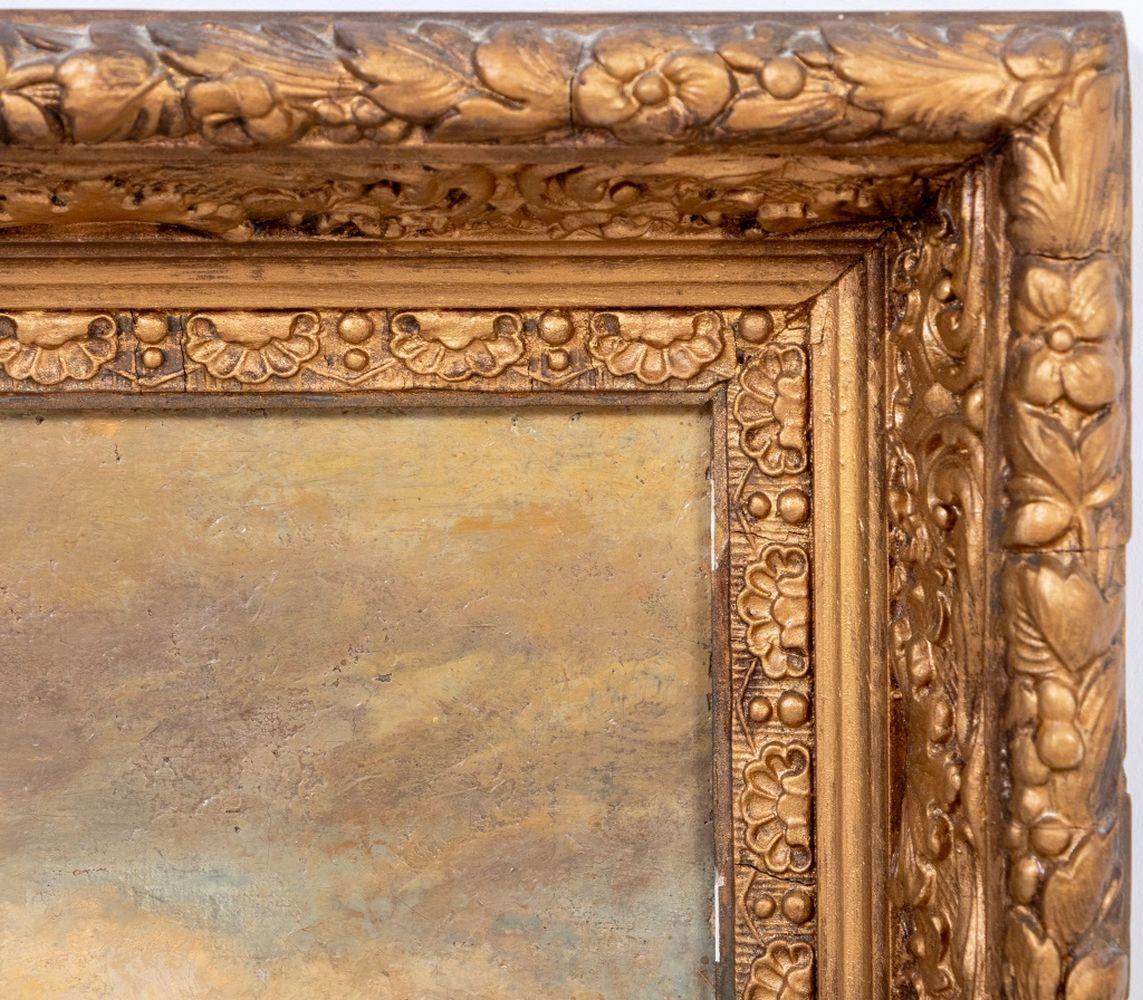 École américaine, scène de paysage fluvial, huile sur toile, signée 