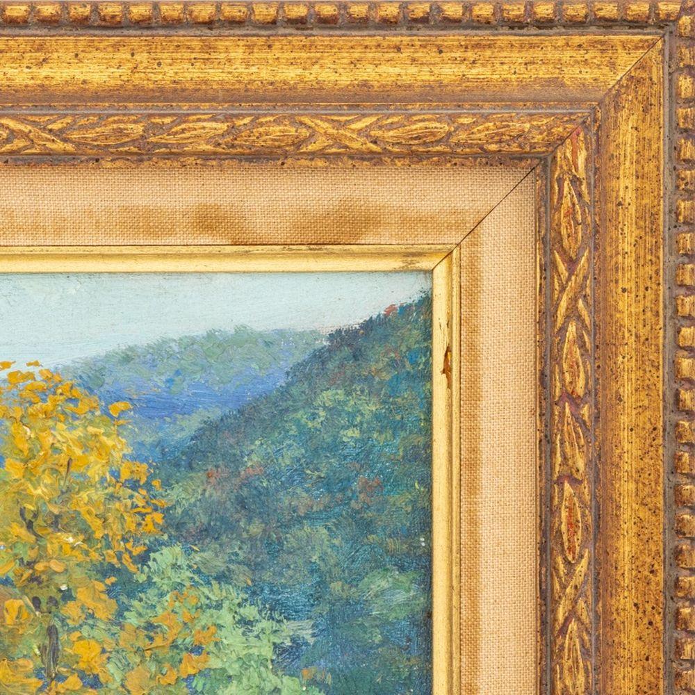 American School, Rolling Hills, Oil on Board, signed 