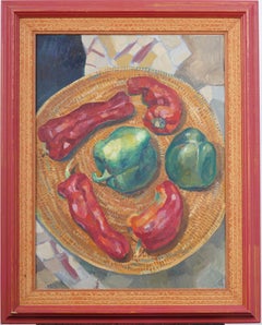 American School Signed Framed Impressionist Pepper Still Life Modern Painting