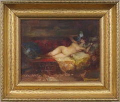 American School Signed Framed Nude Woman Portrait Impressionist Oil Painting