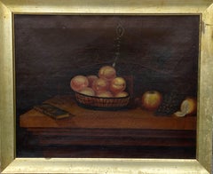Amerikanische amerikanische Schultischplatte, Stillleben mit Obst, um 1875-90