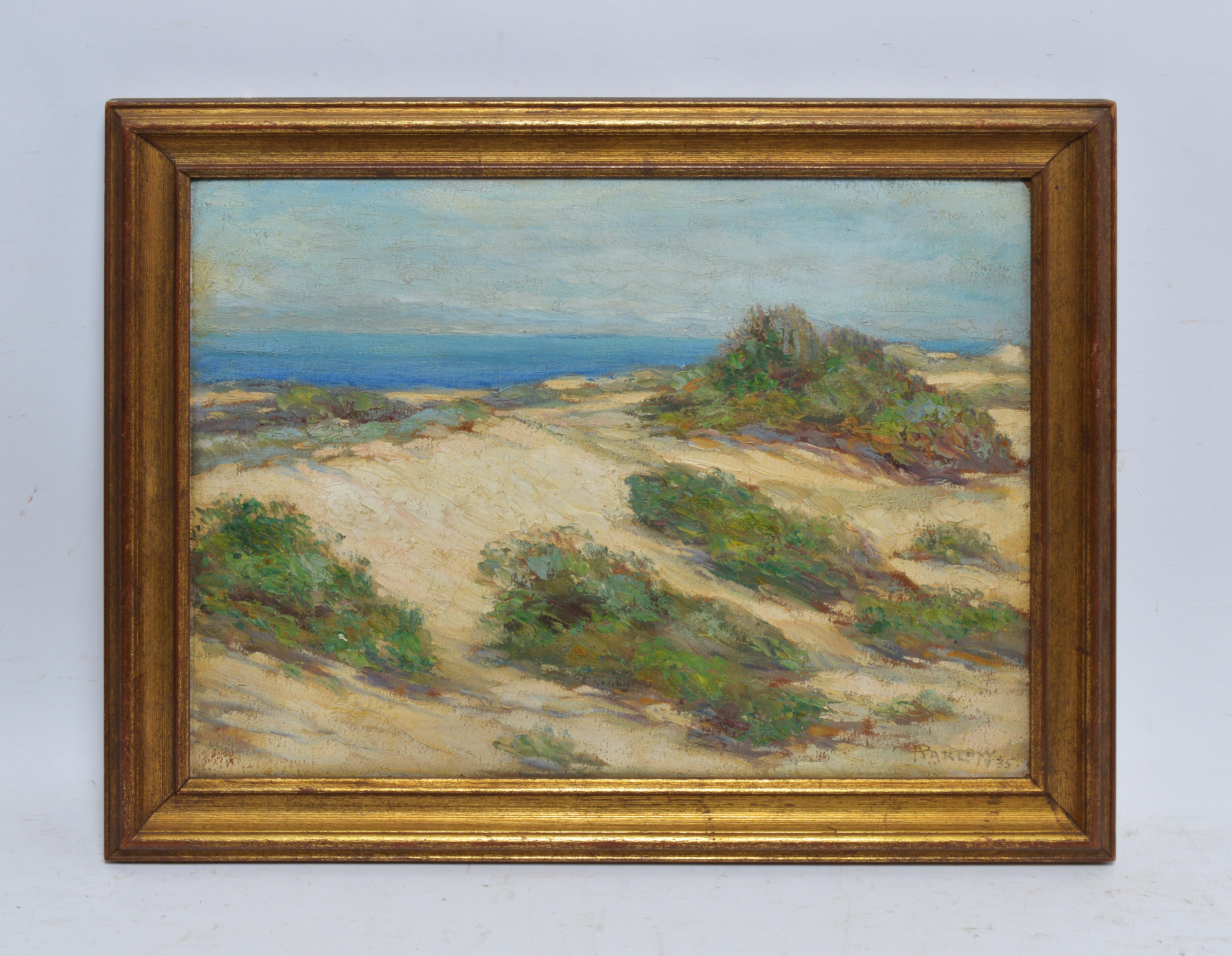 American School View of New England Beach Dunes - Painting by Unknown