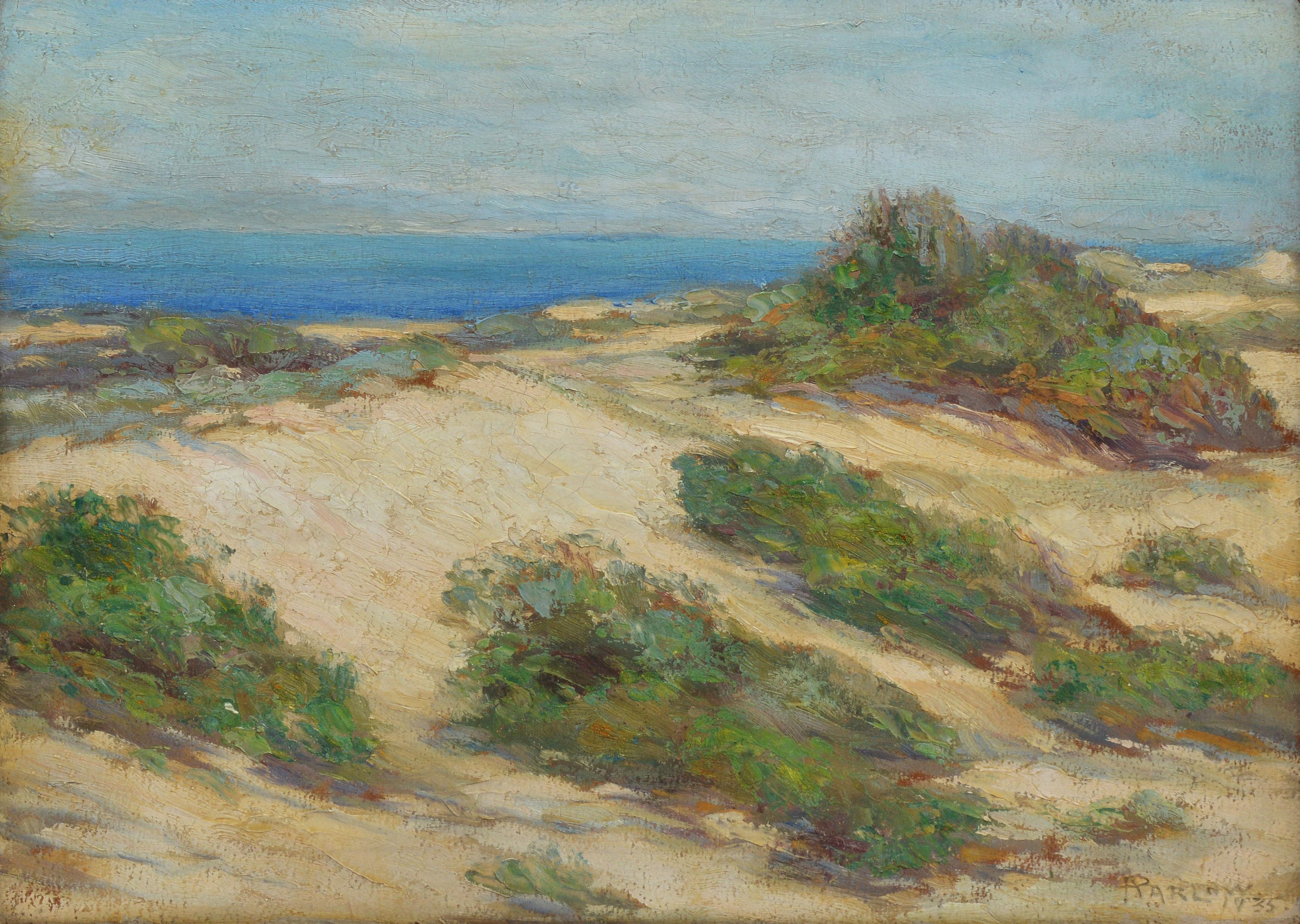 American School View of New England Beach Dunes - Impressionist Painting by Unknown