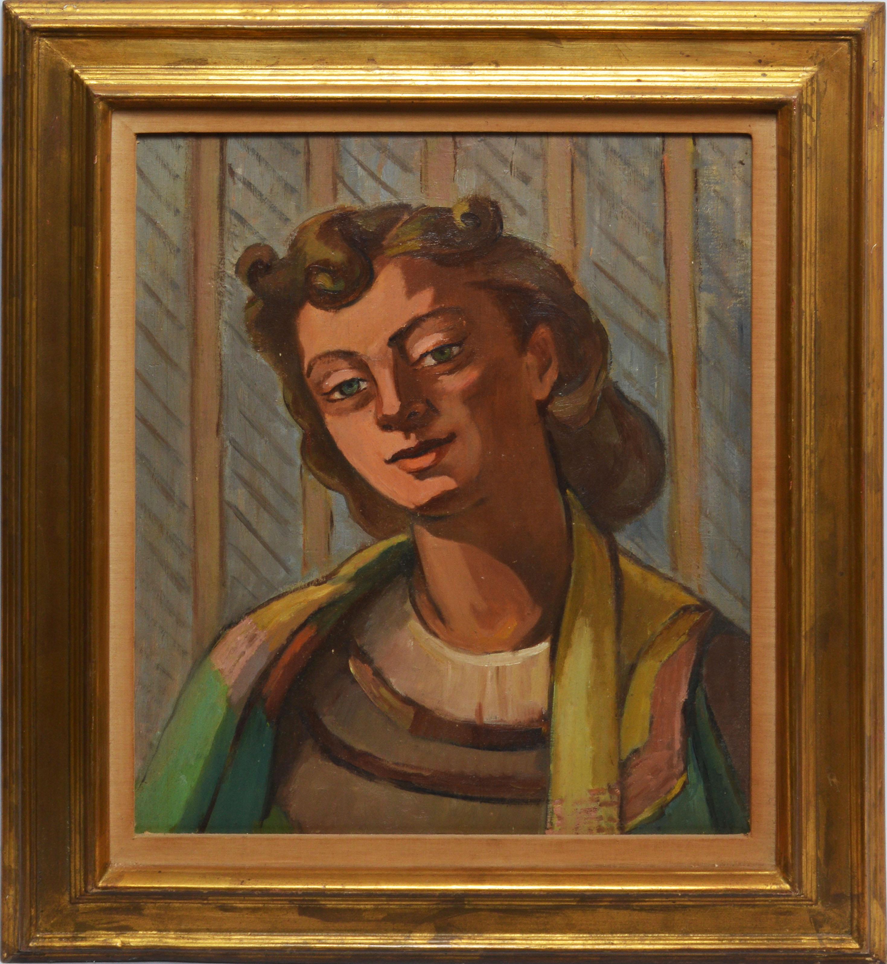 Unknown Portrait Painting - American School WPA Modernist Portrait