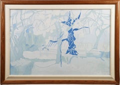 American Signed Framed Winter Tree Minimalist Landscape Abstract Oil Painting