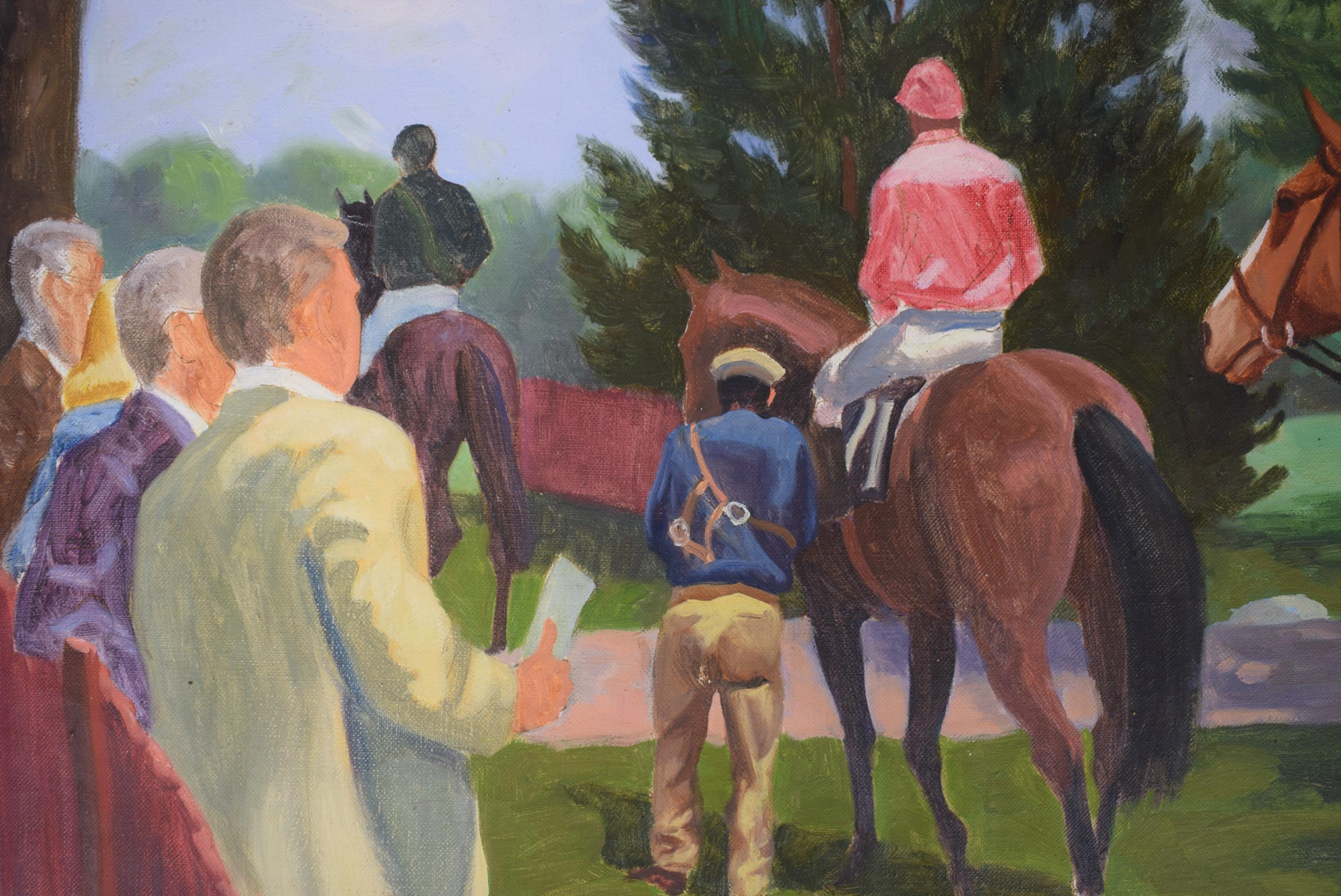 American Steeplechasing Scene Leaving The Paddock O/C For Sale 2