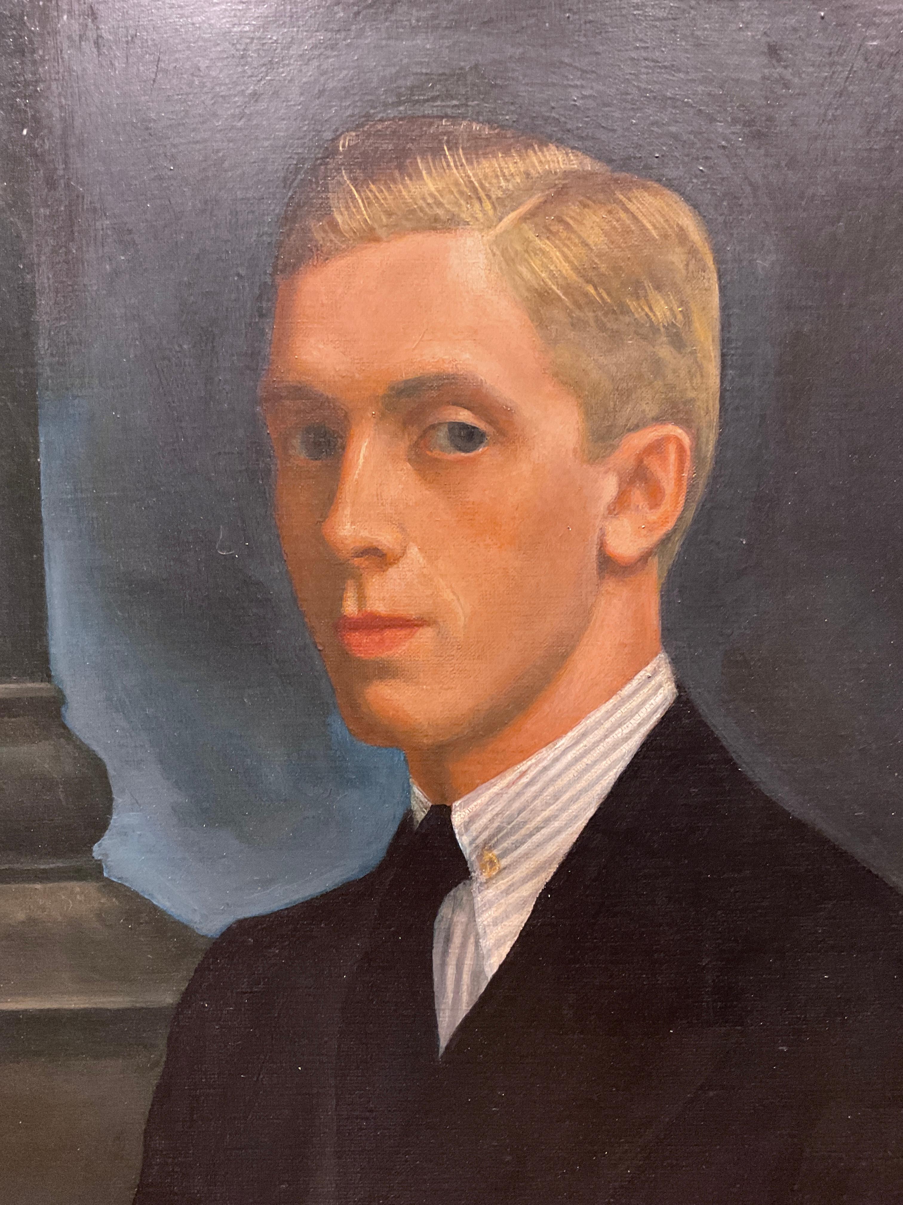 American Vintage Oil Painting - Portrait of a Well Dressed Young Man, ca 1920’s 1