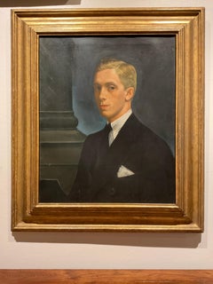 American Vintage Oil Painting - Portrait of a Well Dressed Young Man, ca 1920’s