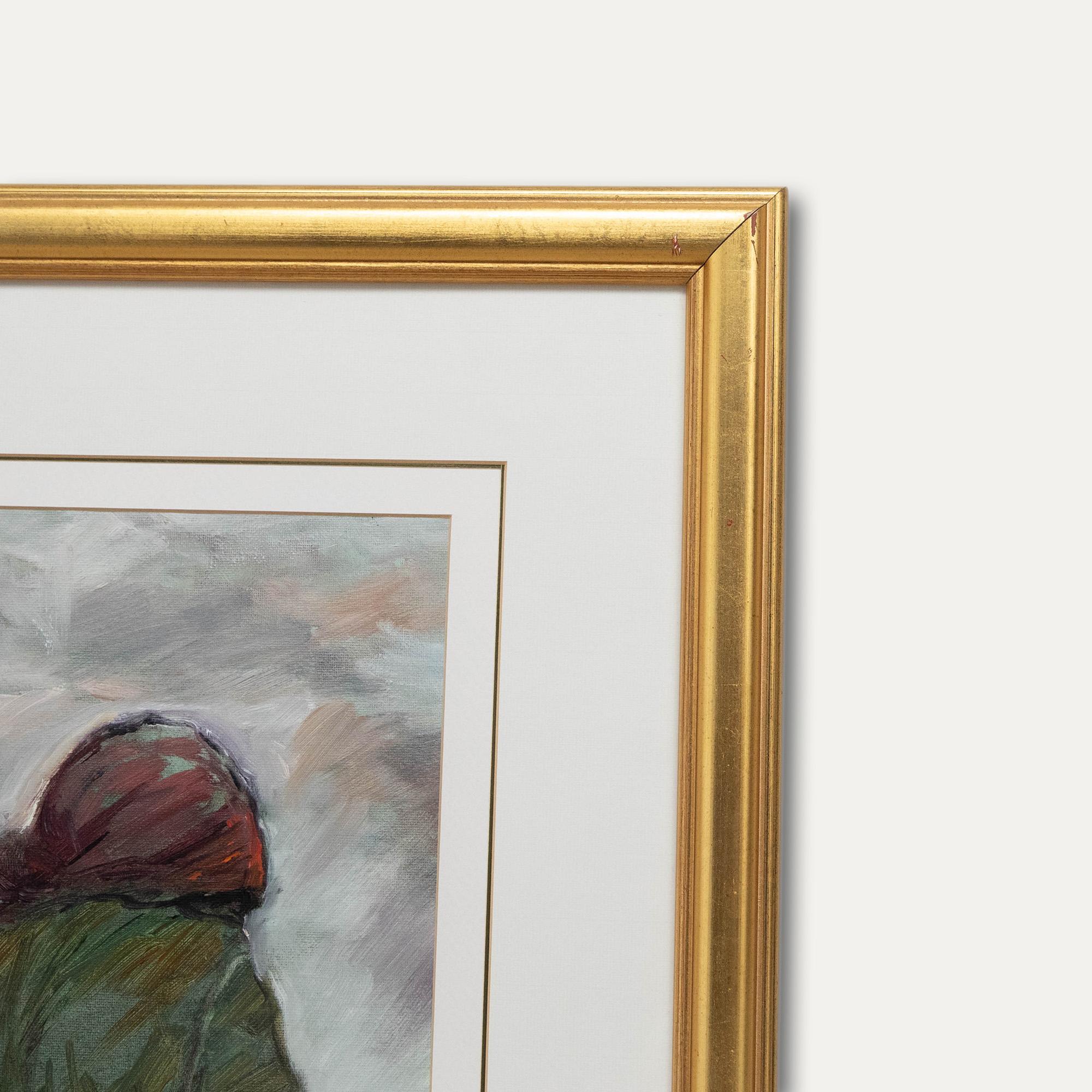 Amos A. Langdown (1930-2006), huile d'Afrique du Sud, deux femmes au shopping en vente 1