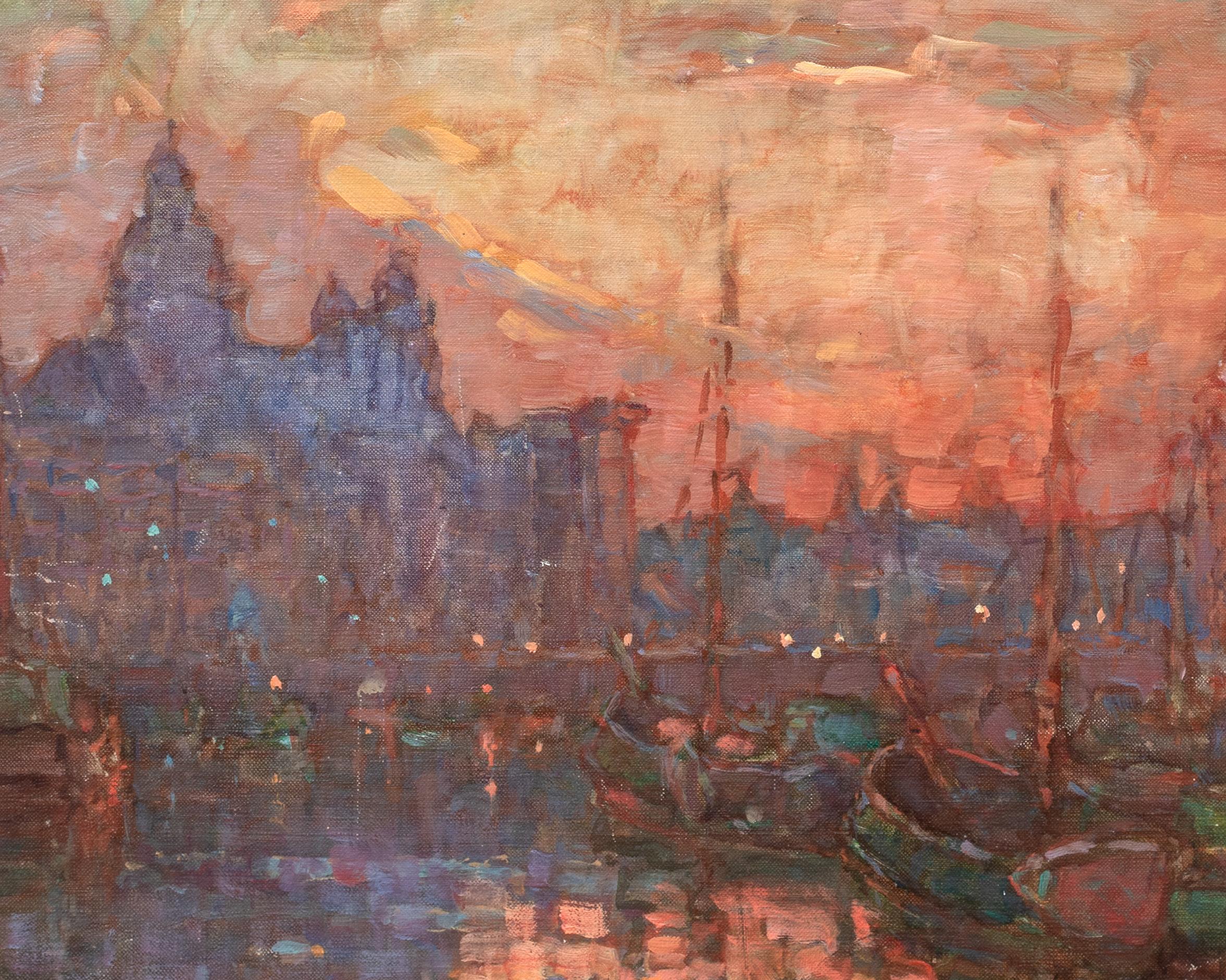 Tramonto ad Amsterdam, XIX secolo  di Moffatt Lindner (1852-1947) Impressionista 1