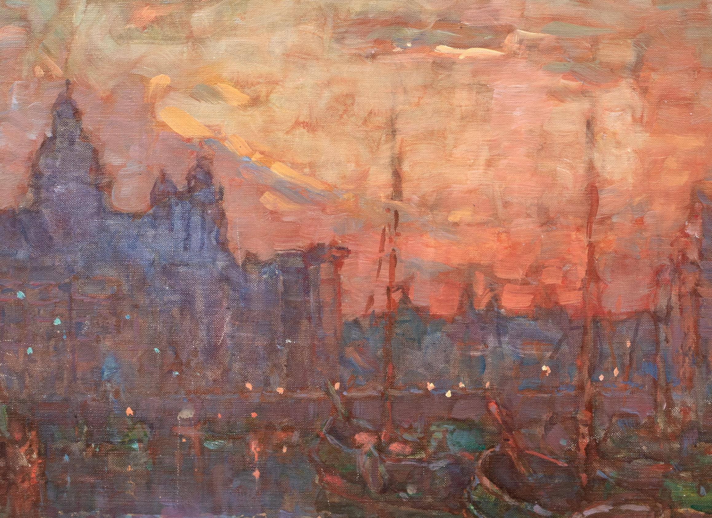 Tramonto ad Amsterdam, XIX secolo  di Moffatt Lindner (1852-1947) Impressionista 3