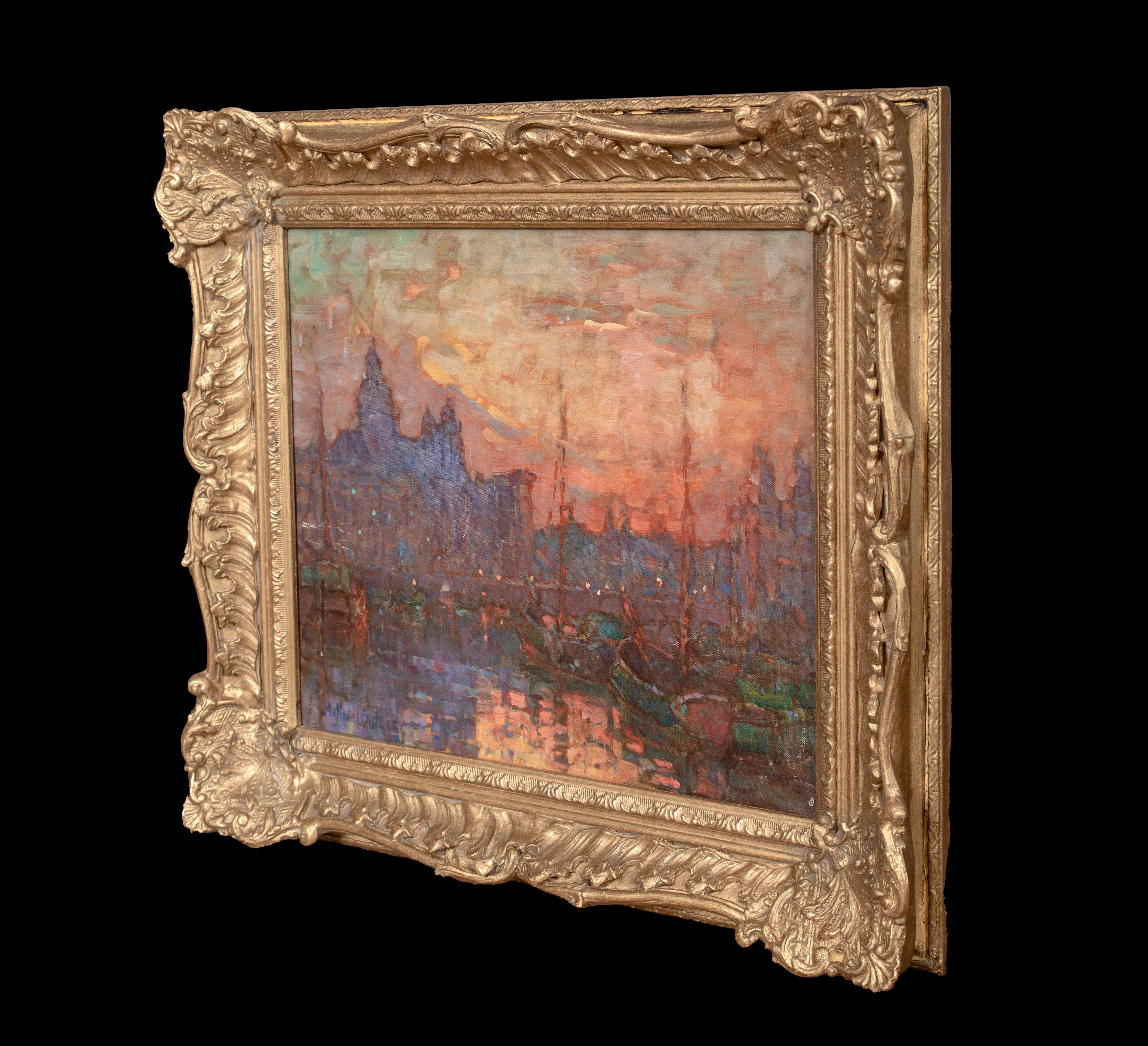 Tramonto ad Amsterdam, XIX secolo  di Moffatt Lindner (1852-1947) Impressionista 4
