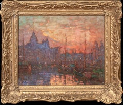 Tramonto ad Amsterdam, XIX secolo  di Moffatt Lindner (1852-1947) Impressionista