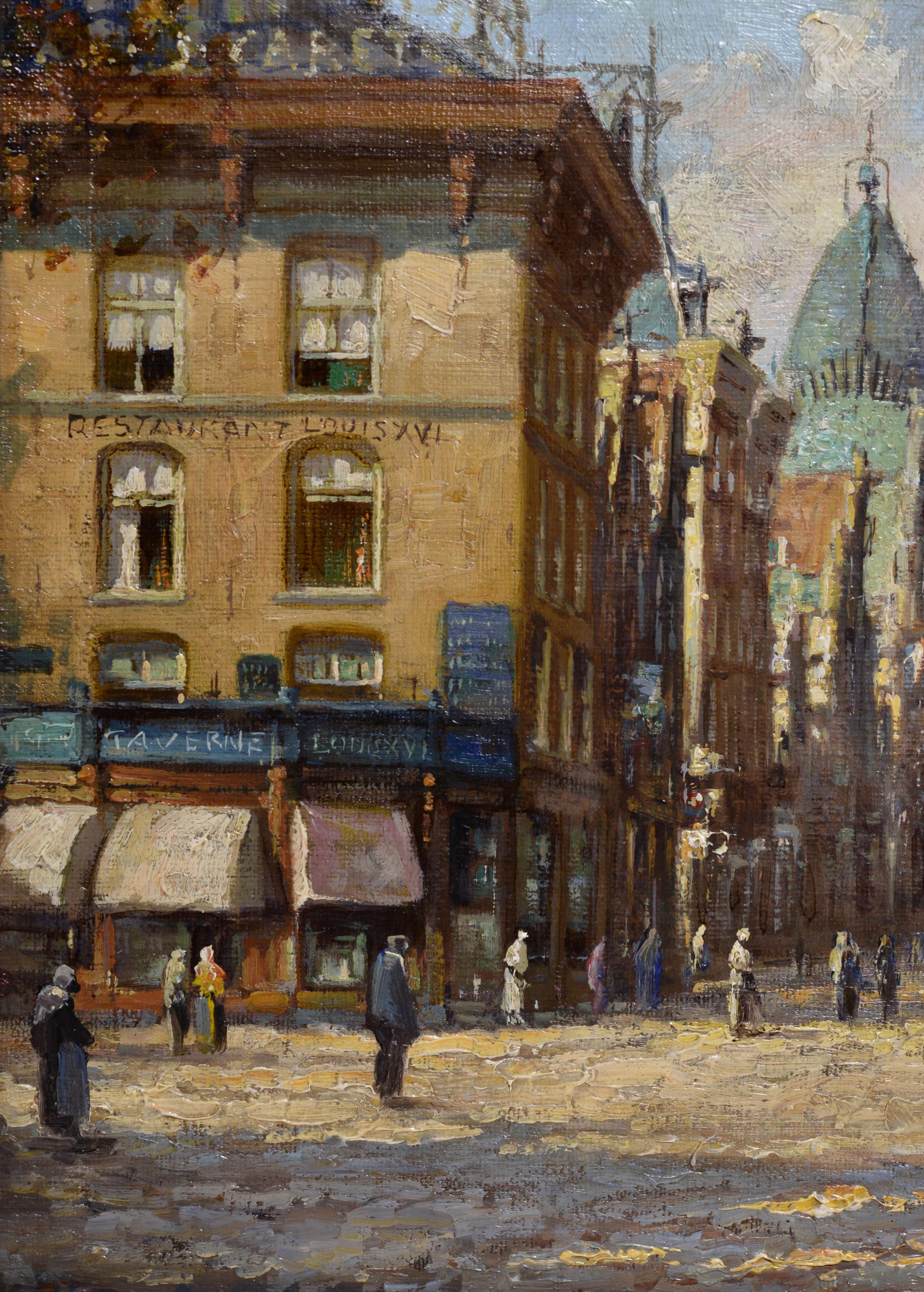 Amsterdam City De Munt View Ca 1905 Obra maestra pintura al óleo holandés Jan G Smits - Landscape Painting Marrón de Unknown