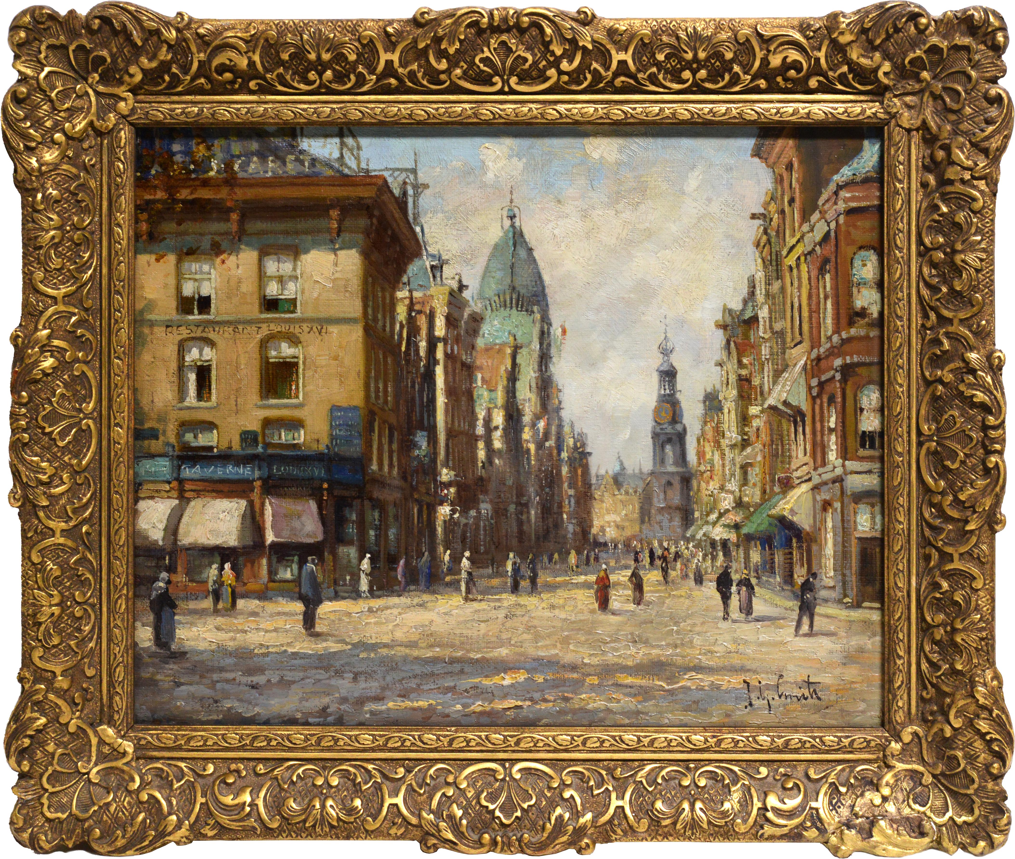 Amsterdam City De Munt View Ca 1905 Masterwork oil painting Dutch Jan G Smits