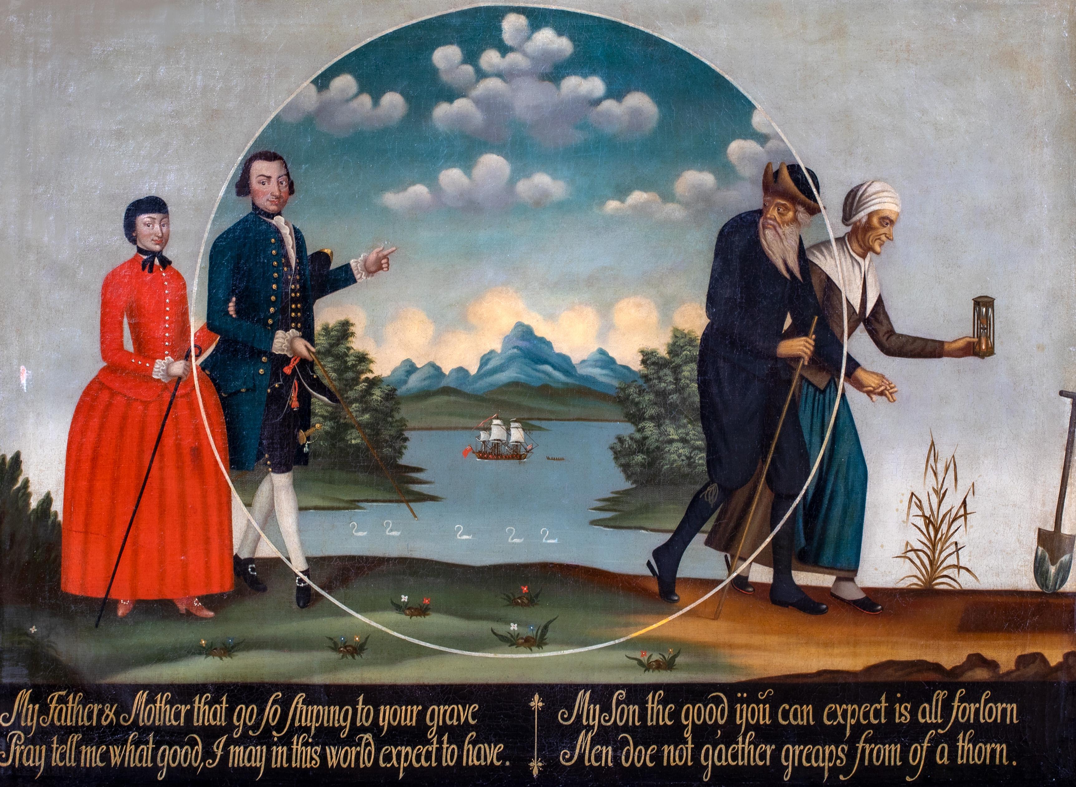 Allégorie d'un mariage, 18e siècle - Marron Portrait Painting par Unknown