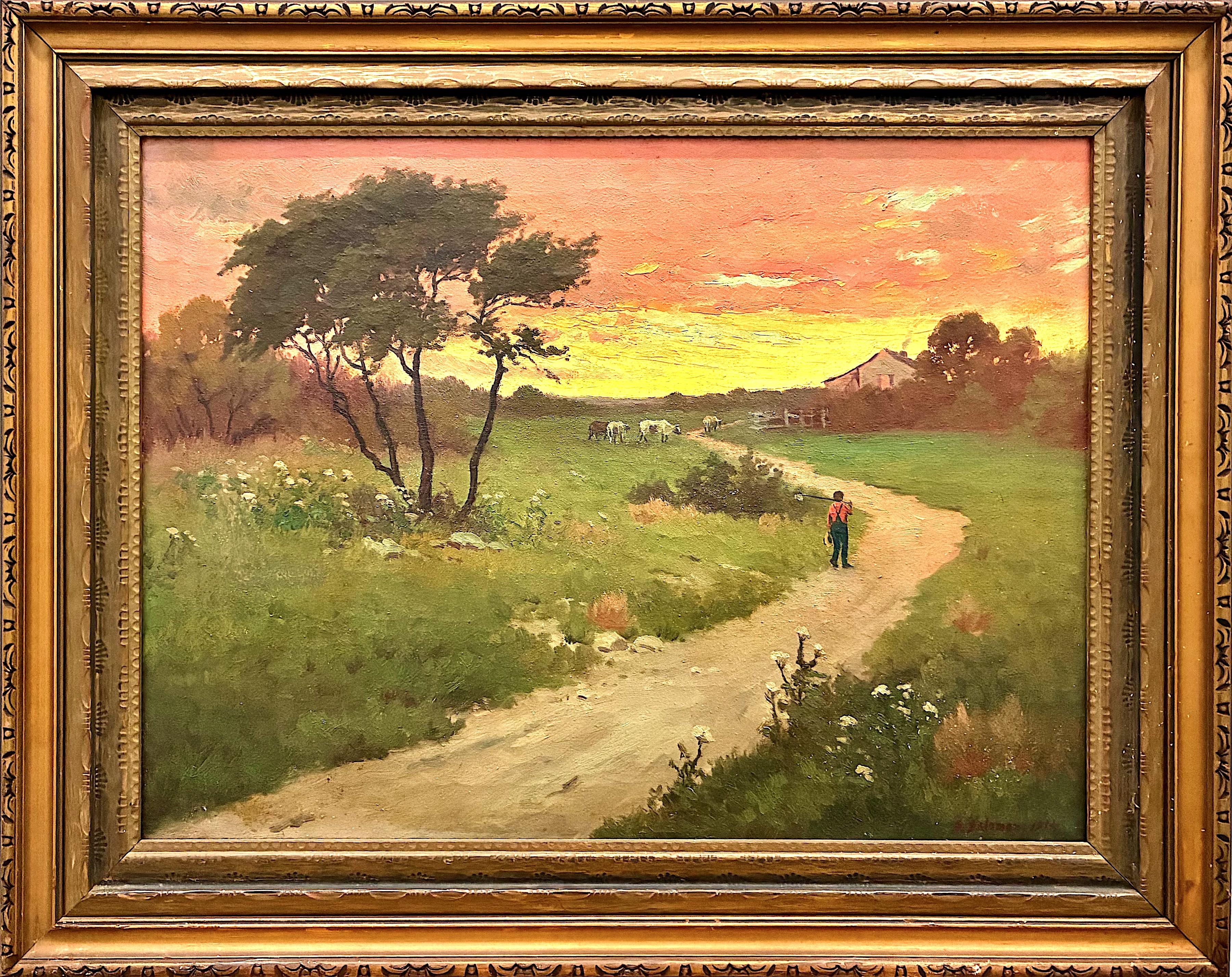 An American Farm at Sunset by S. Salomon