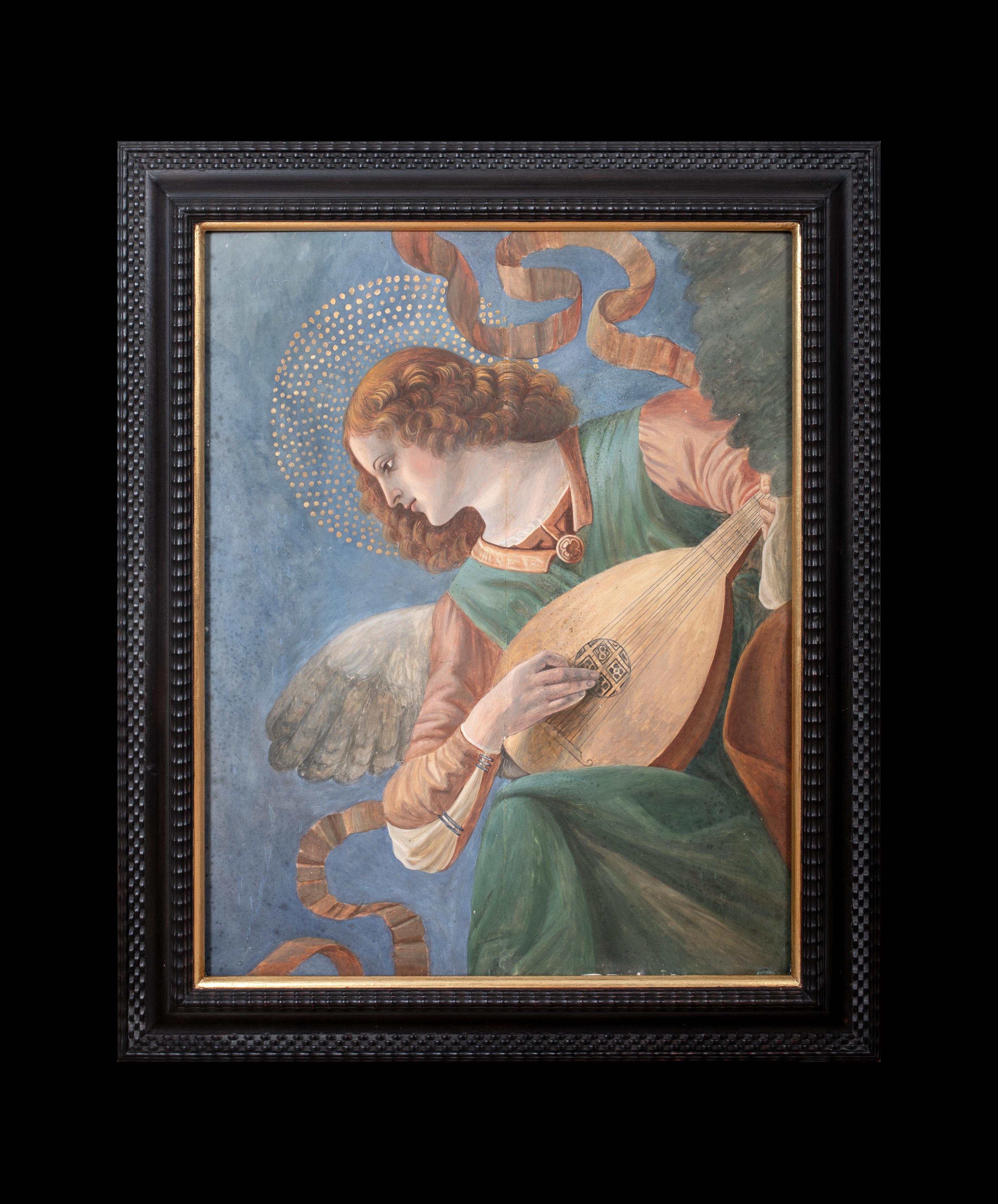 Un ange jouant de la mandoline, XVIIe siècle d'après la fresque de MELOZZO DA FORLI - Painting de Unknown