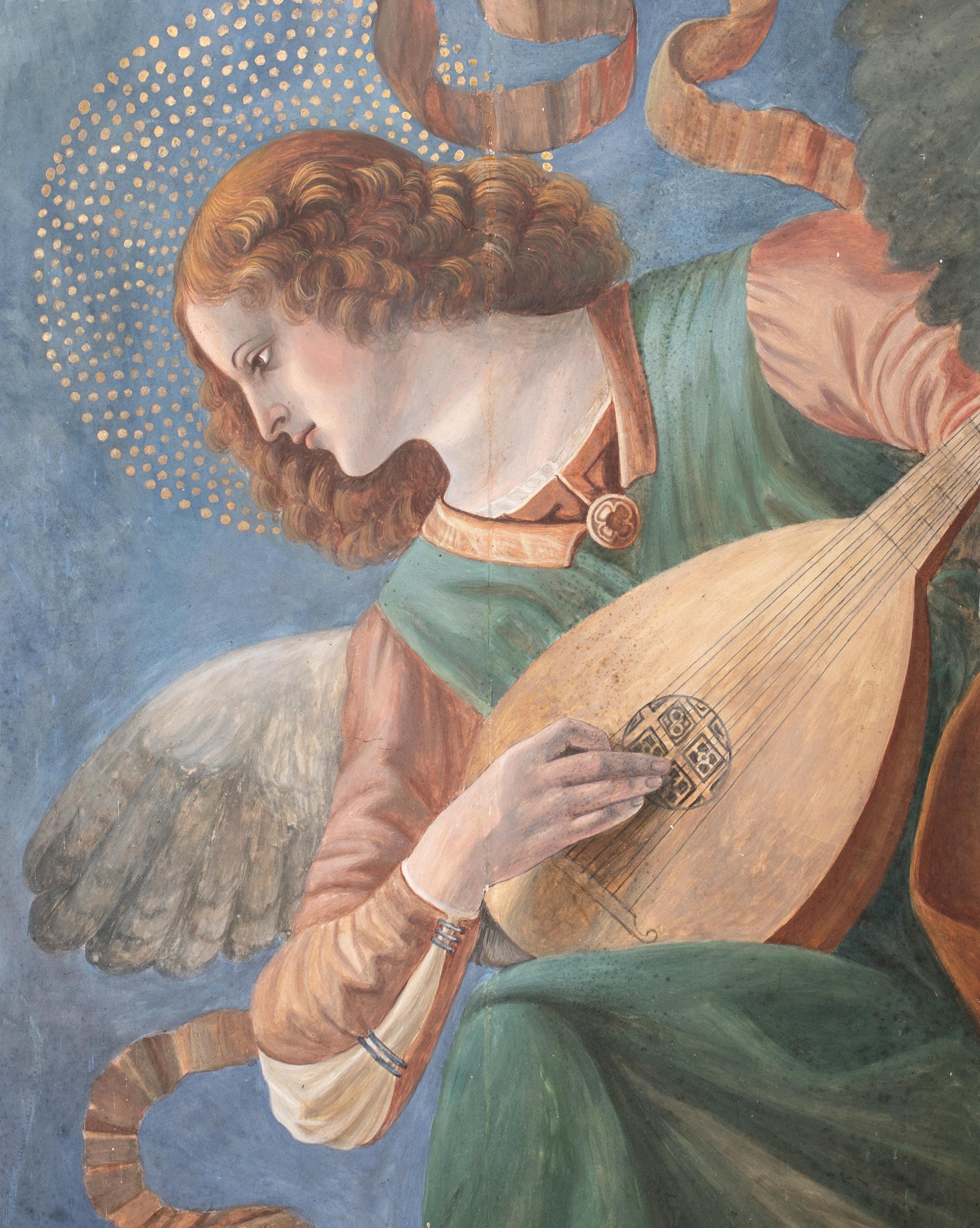 Un ange jouant de la mandoline, XVIIe siècle d'après la fresque de MELOZZO DA FORLI en vente 1