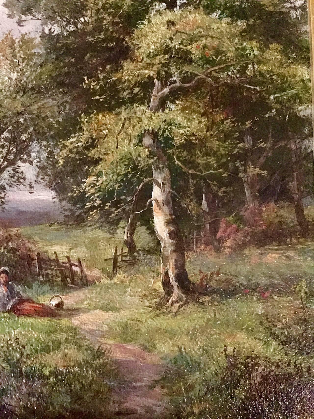 An English Genre Landscape Painting Late Victorian 19th Century by W Stanley 1