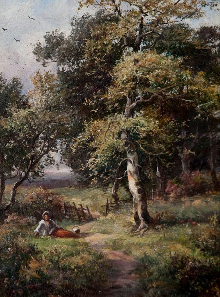 Unknown Figurative Painting - An English Genre Landscape Painting Late Victorian 19th Century by W Stanley