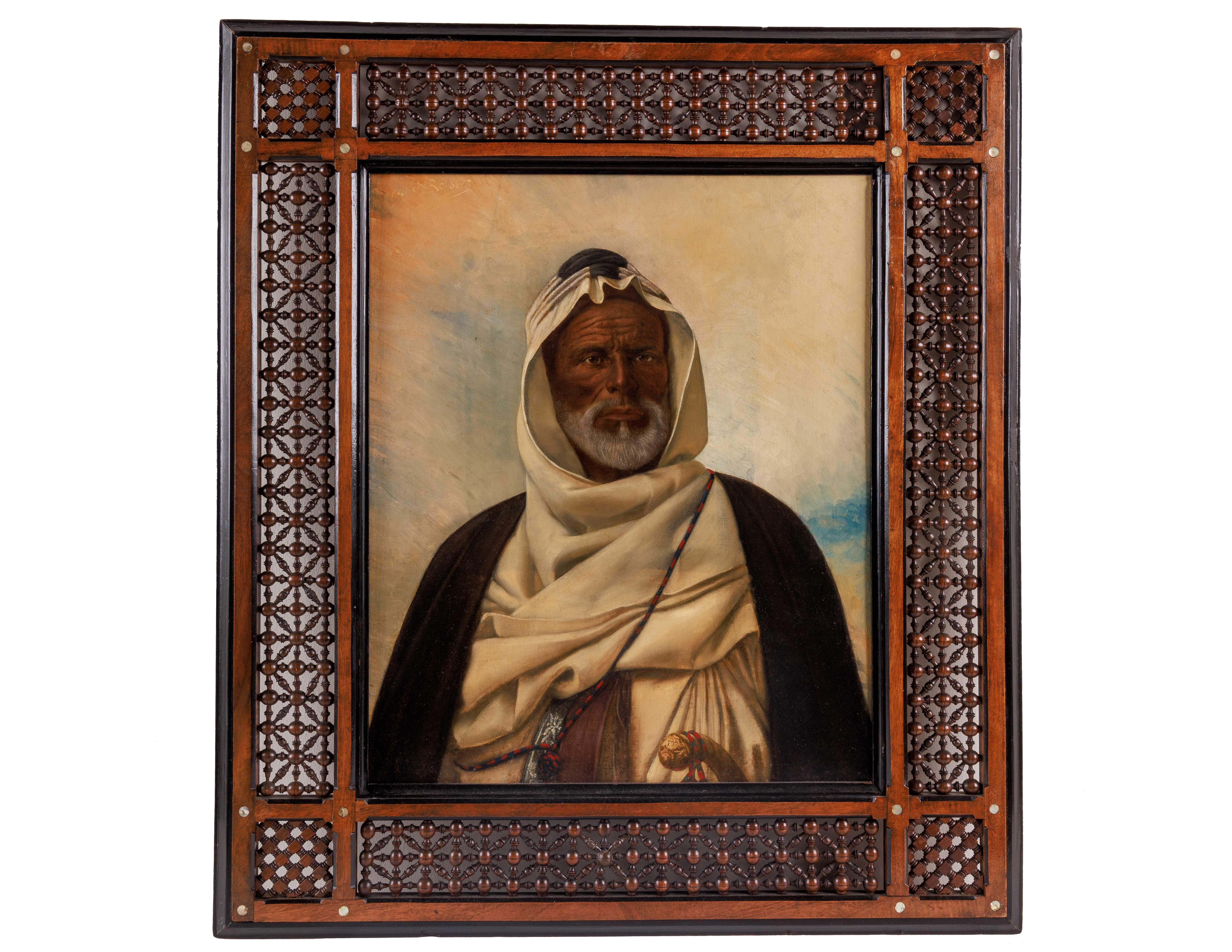 Unknown Portrait Painting - An Exceptional Quality Orientalist Portrait of  "A Moorish Chief"