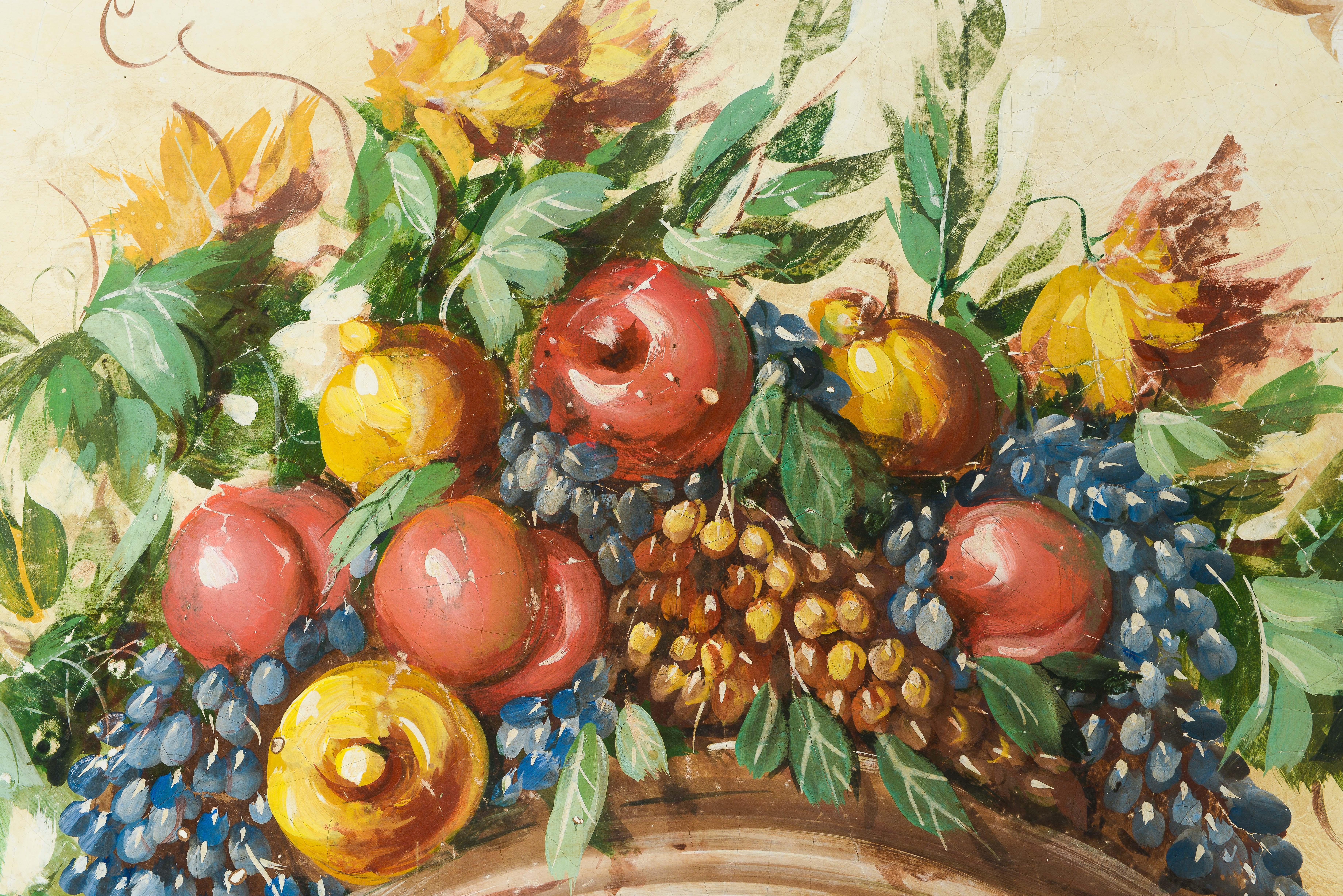 An Italian Decorative Oval Panel of Fruit and Flowers 1